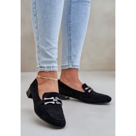 Moccasins med et ornament på en delikat hæl Eco Suede Black sort 2