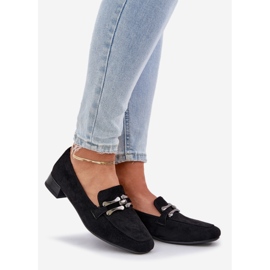 Moccasins med et ornament på en delikat hæl Eco Suede Black sort 1