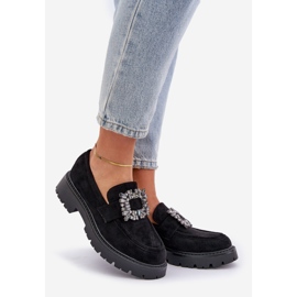 Eco Suede Women's Loafers med en dekorativ broche sort 1