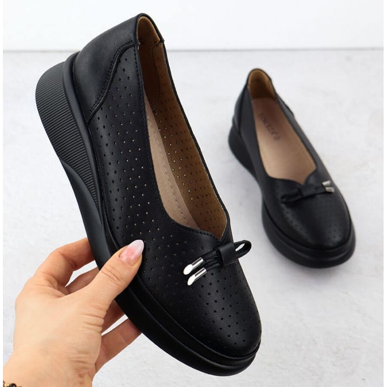 Sko på Vinceza 7896 Black Openwork Platform sort 1