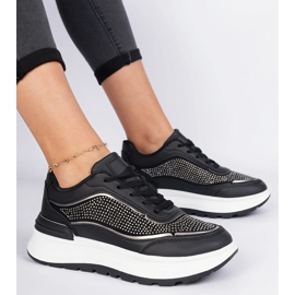 Sorte kvinders sneakers med zirkoner 1