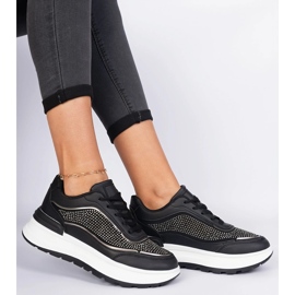 Sorte kvinders sneakers med zirkoner 2