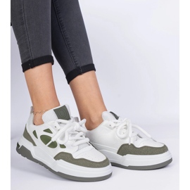 Grønne kvinders sneakers med massive snørebånd 1