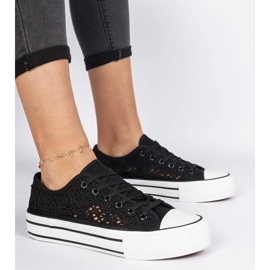 Sort åbent kvinders sneakers 1