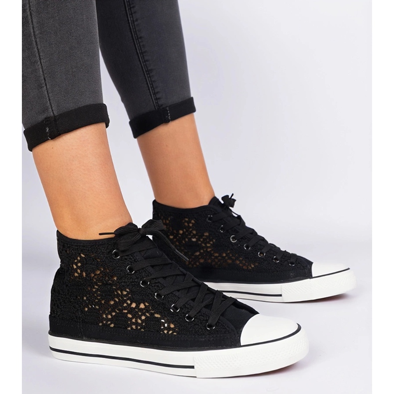 Sort åbent kvinders sneakers 1