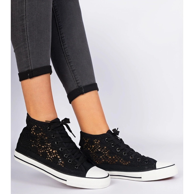 Sort åbent kvinders sneakers 2
