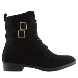 Snørestøvler ruskind sorte H7187 negro 2