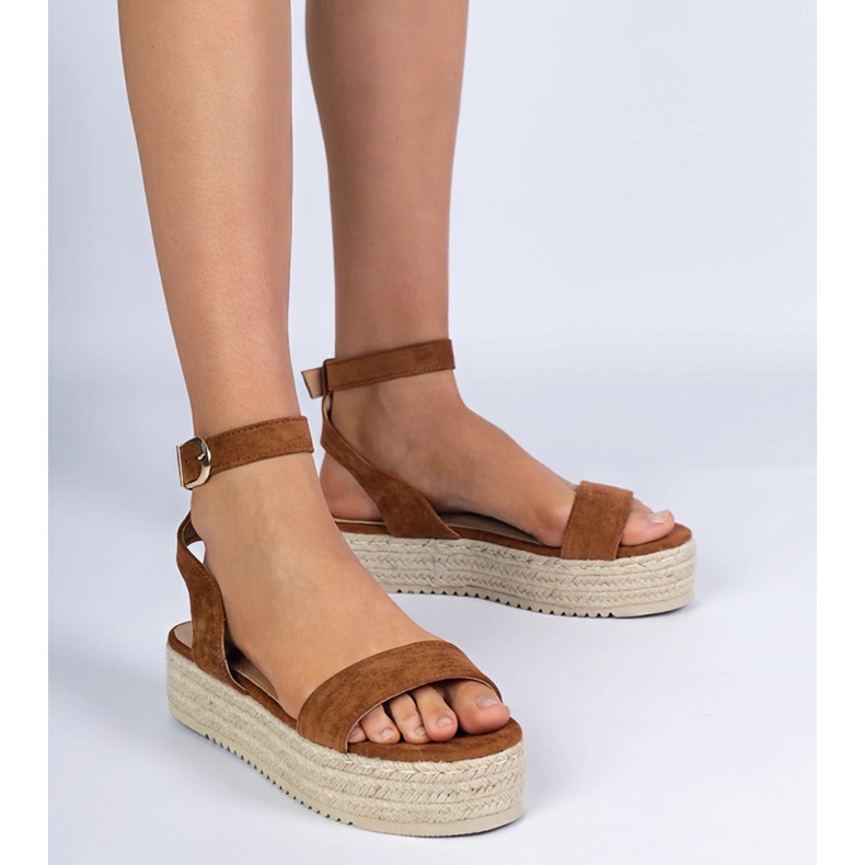 Brun Espadrilles Sandaler på platformen 1