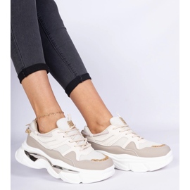 Beige kvindes sneakers dekoreret med glitter 2