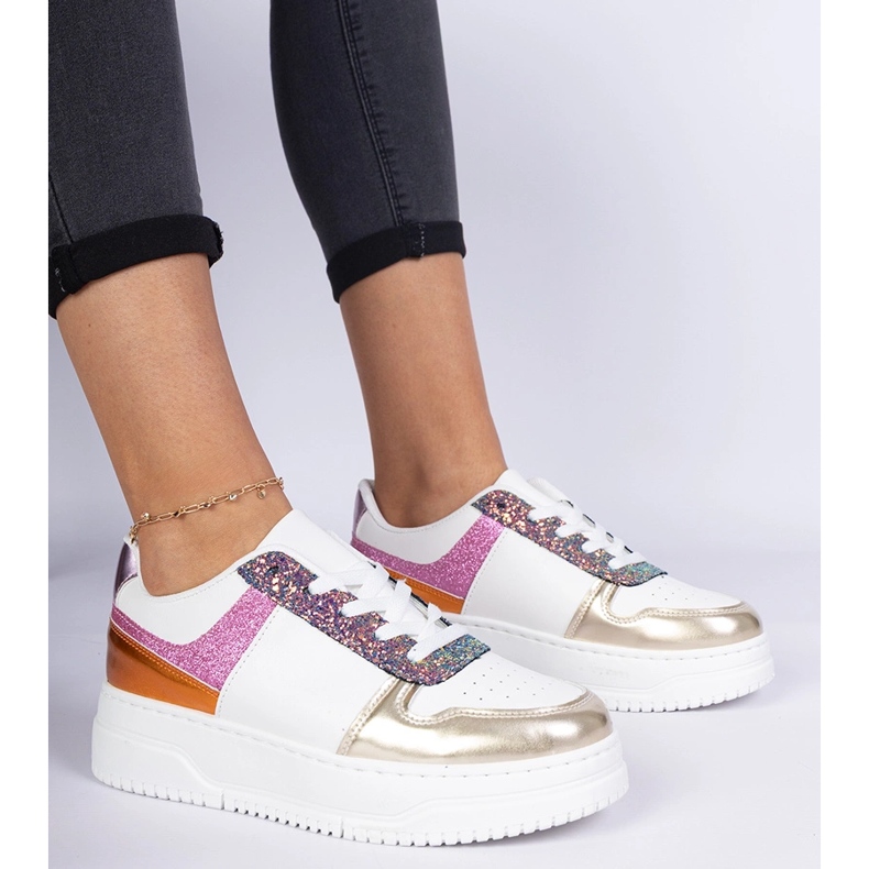 Multicolored kvinders sneakers på en tyk sål flerfarvet 1