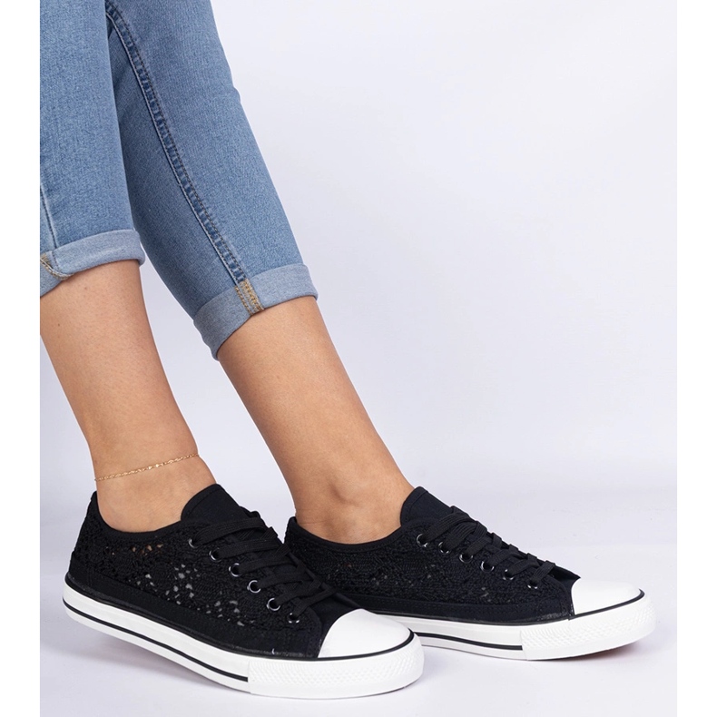 Sort åbent kvinders sneakers 2