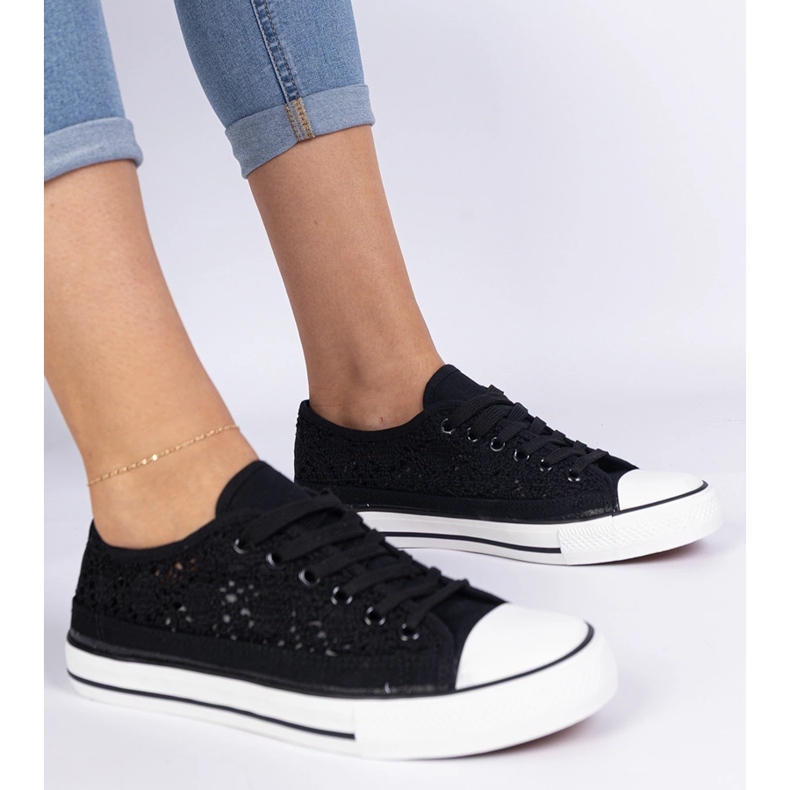 Sort åbent kvinders sneakers 1