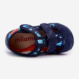 Børns hjemmesko til velcro med marineblå dinosaurier 2