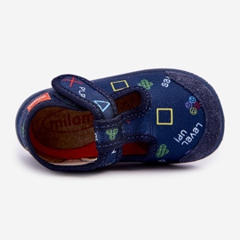 Børns hjemmesko fleksible marineblå velcro 2