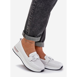 S.Barski Women's Leather Loafers på platformen S. Barski LR51-556 White hvid 1