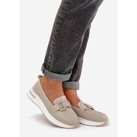 S.Barski Kvinders læder loafers på platformen S. Barski LR51-556 Beige 1