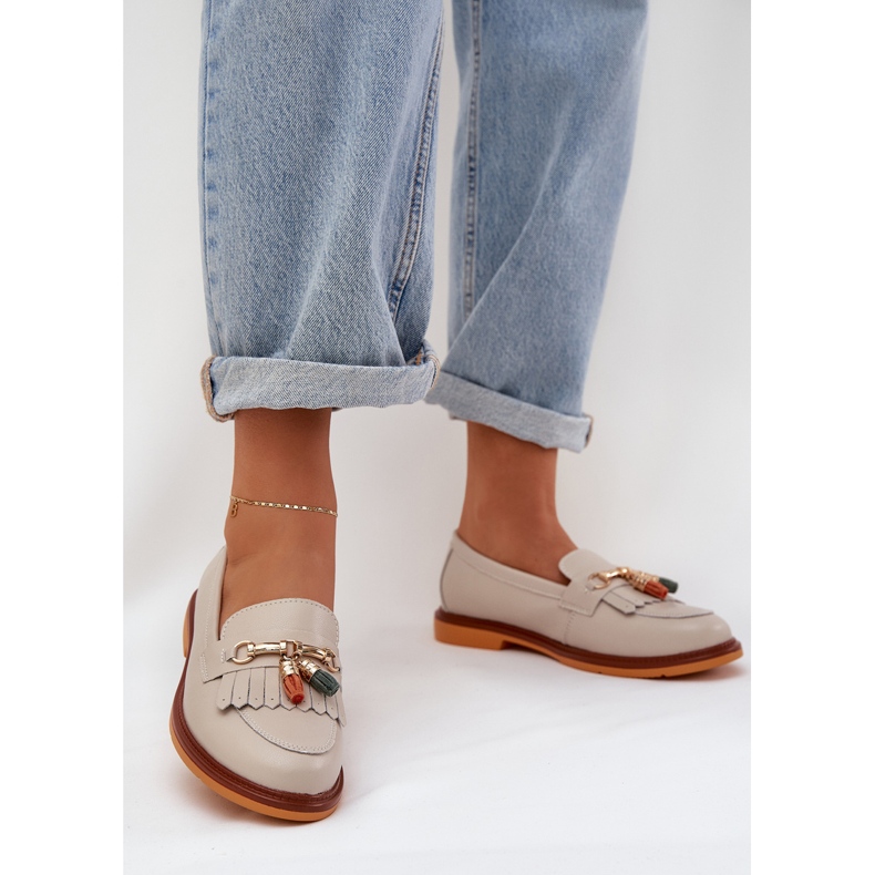 S.Barski Læder elegant fladhælede loafers S. Barski LR51-768 Beige 2