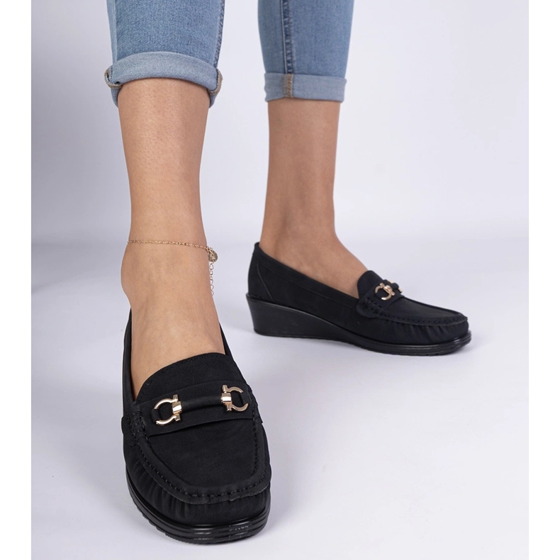 Sorte wedge loafers til kvinder 1
