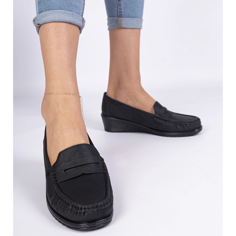 Sorte wedge loafers til kvinder 1