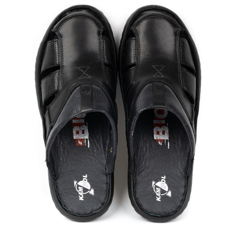 Kampol Herre læder flip-flops 224KAM, sort 1