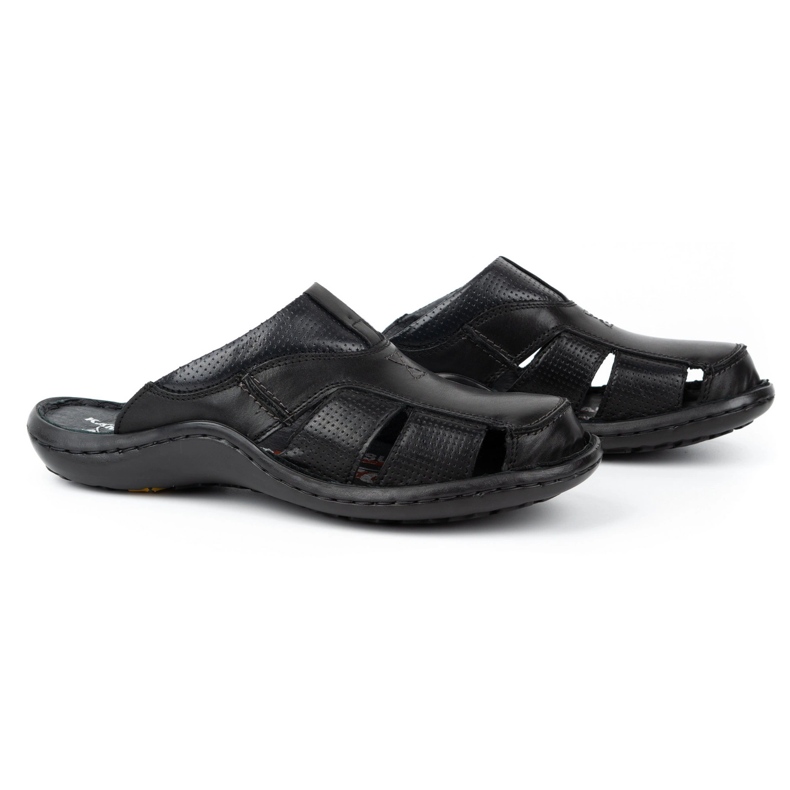 Kampol Herre læder flip-flops 224KAM, sort 4