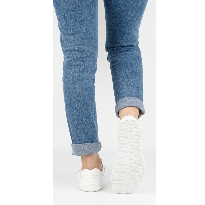 Olivier Barefoot kvinder minimalistiske læder sneakers 770 perforeret hvid 1