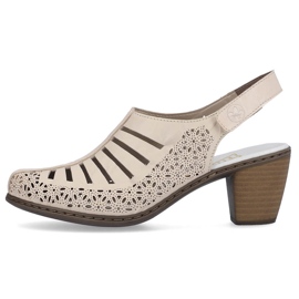 Rieker 40959-60 højhælede sandaler i beige læder 2