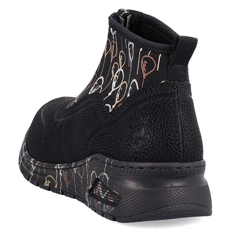Ankelstøvler til kvinder sports sneakers med lynlås sort Rieker M4953-00 1