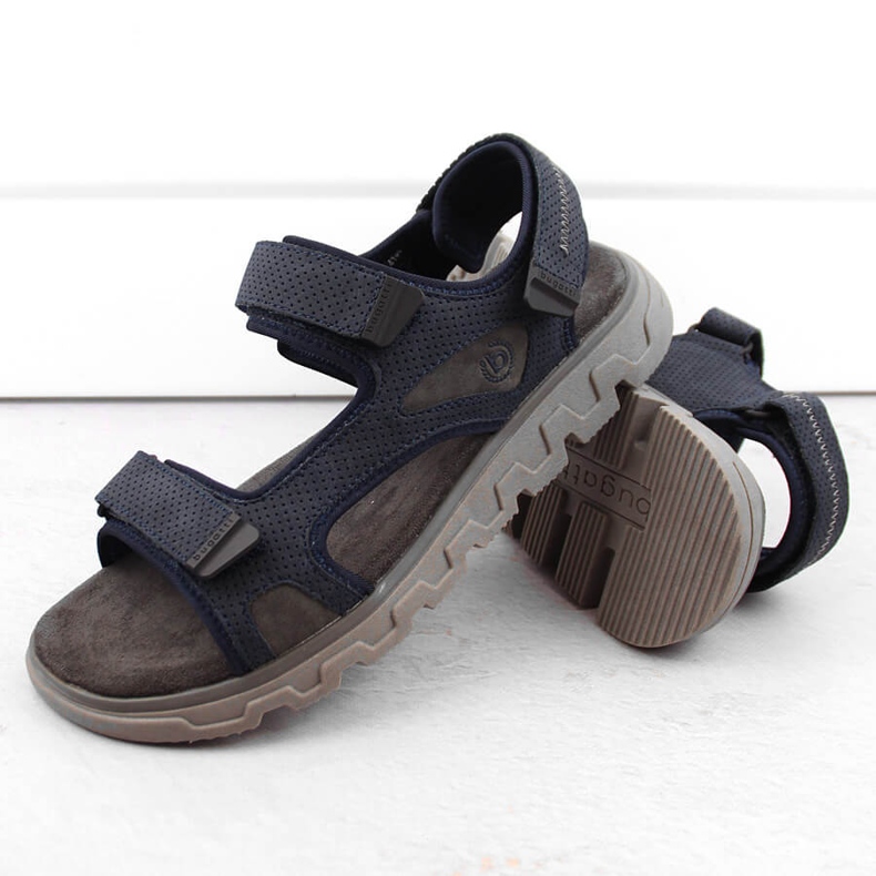 Komfortable herresandaler med velcro, marineblå Bugatti NN153212 2