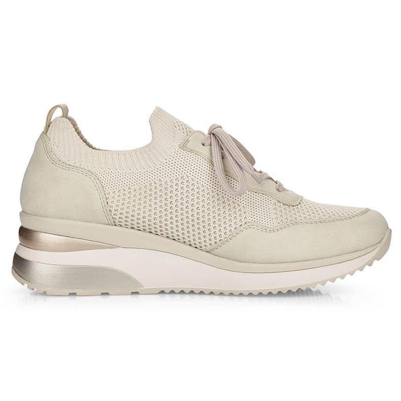 Komfortable sportssko med kile til kvinder, beige Remonte D2406-60 1