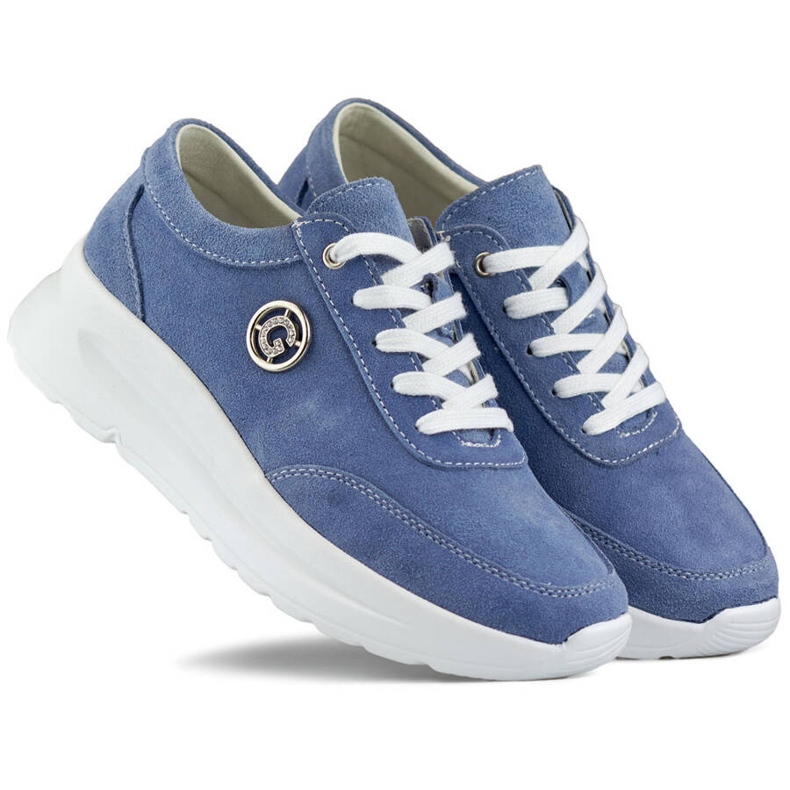 Platformsko i læder jeans til kvinder, blå GD-XF-108BL 1