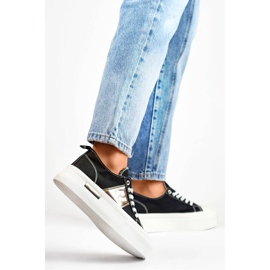 Low-top sneakers med tyk sål, sort LY100B 2