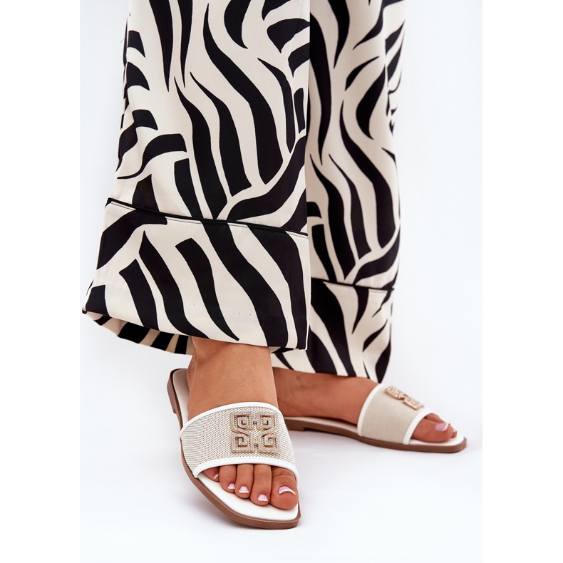 Boto Elegant kvinders flip flops med fladhælet dekoration hvid 2