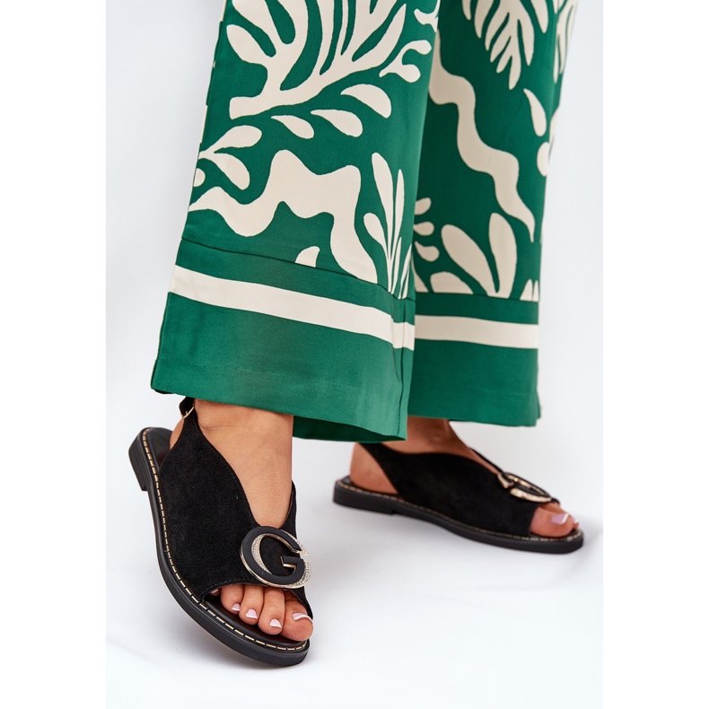 Flade sandaler med sort dekoration 2