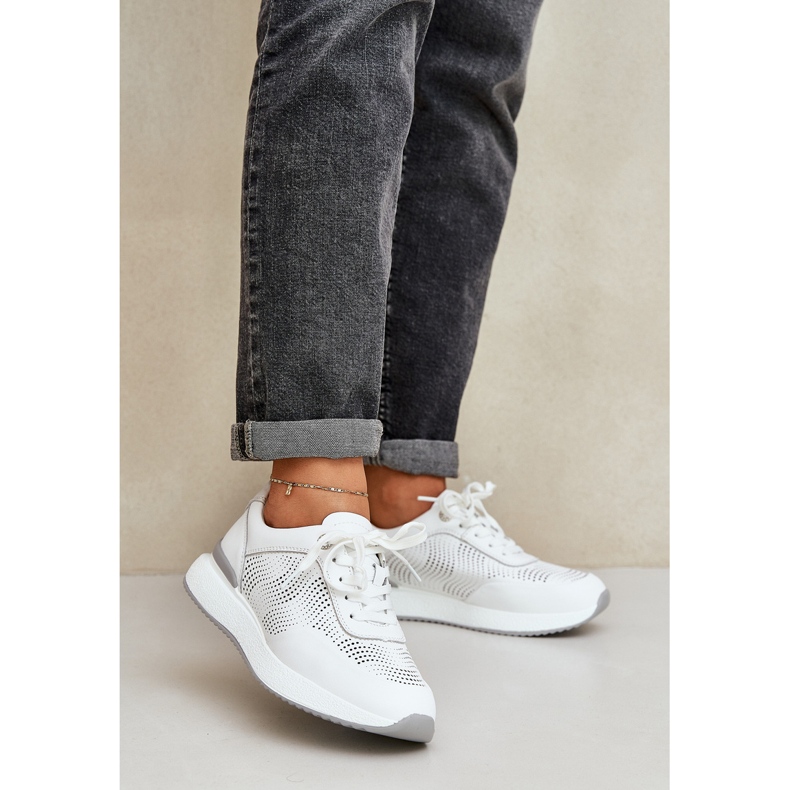 S.Barski Lædersportsko Sneakers Women's S. Barski LR51-551 White hvid 2