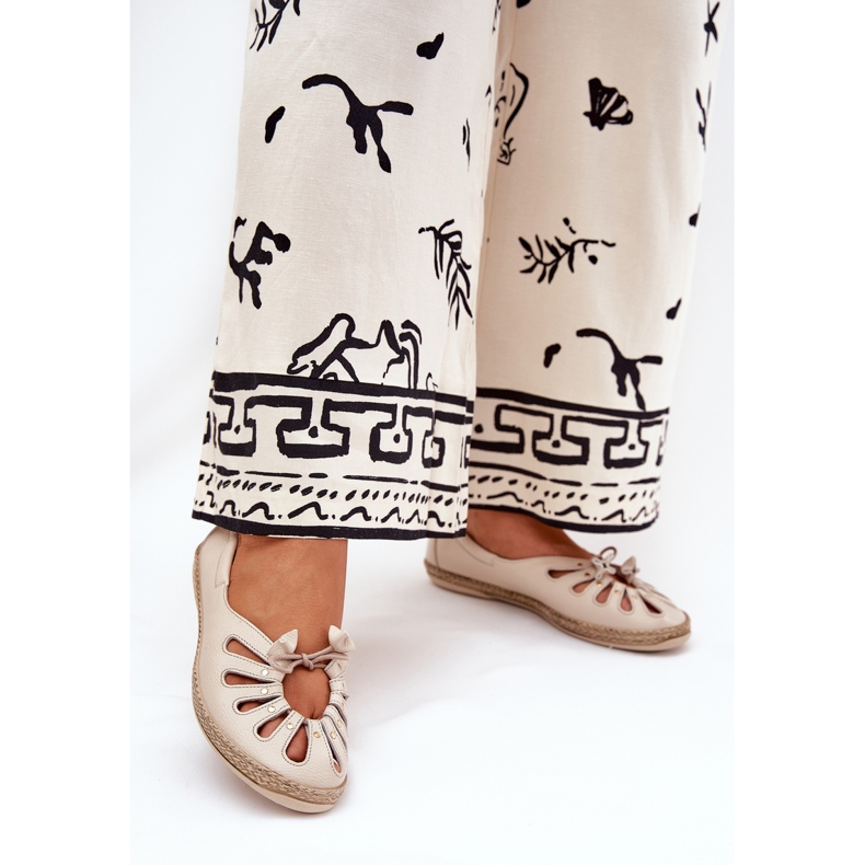 Flad ballerinaer lavet af naturlig læder zazoo 10179 beige 2