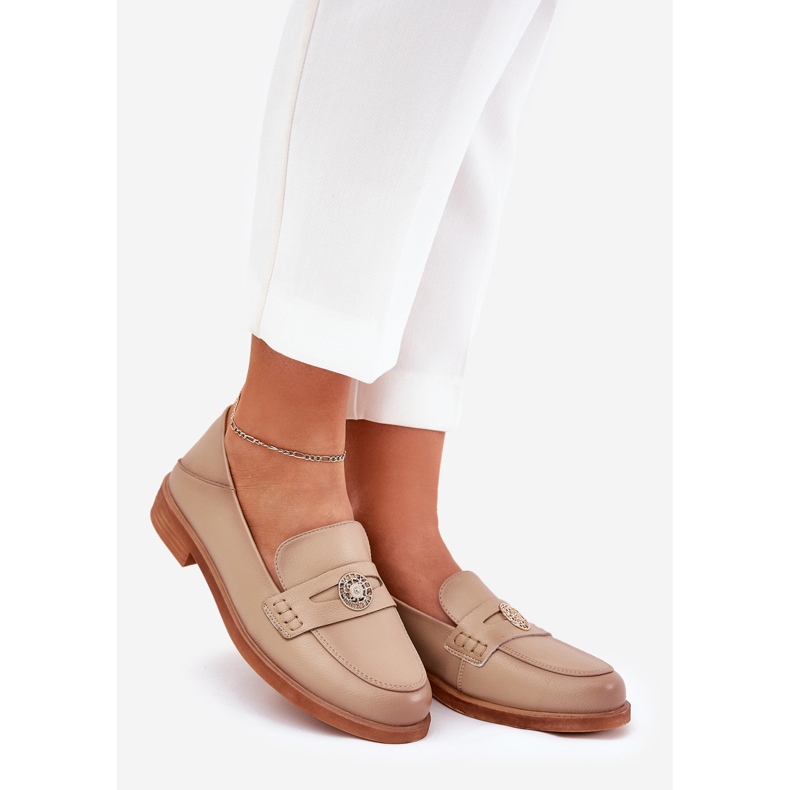 Elegante kvinders loafers lavet af naturlig Vinceza læder 18100 beige 1