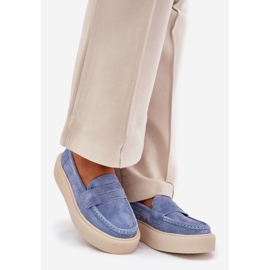 Kvinders moccasins ruskind på Vinceza 79535 Blue Platform blå 1