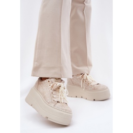 Læder sneakers på Chebello 4658 Zloty Platform gylden 2