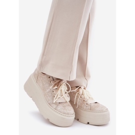 Læder sneakers på Chebello 4658 Zloty Platform gylden 1
