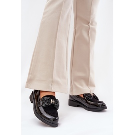 Malede kvinders moccasins med en bue s.barski hy51-319 sort 2