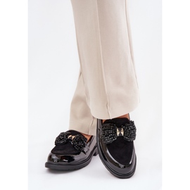 Malede kvinders moccasins med en bue s.barski hy51-319 sort 3
