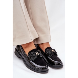 Malede kvinders moccasins med en bue s.barski hy51-319 sort 8