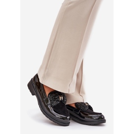 Malede kvinders moccasins med en bue s.barski hy51-319 sort 1