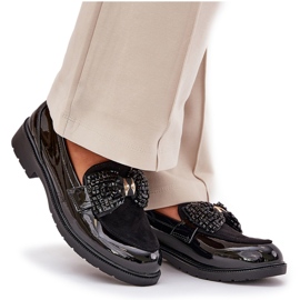 Malede kvinders moccasins med en bue s.barski hy51-319 sort 9
