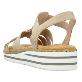 Komfortable slip-on sandaler til kvinder med elastik, beige Rieker V0649-62 1