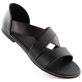 Slip-on sandaler til kvinder med elastik, sort Jezzi 3882 1