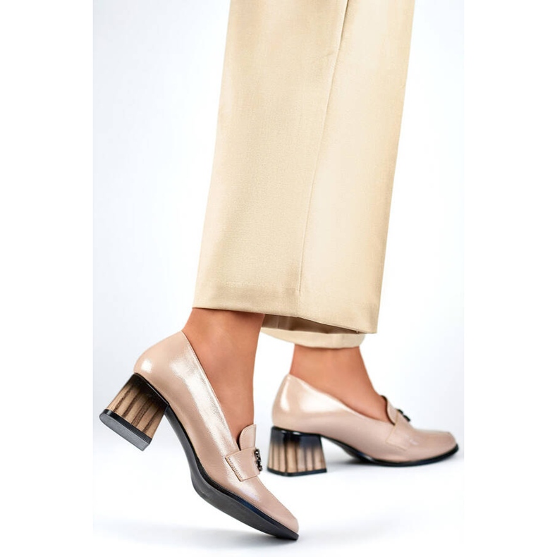Elegante laksko til kvinder med høj hæl, beige GD-FL479-D.BE 2