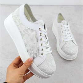 S.Barski Sko på Białe S. Barski Hy51-059 Blonder platform hvid 1