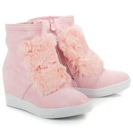 Wedge sneakers med pels lyserød 2